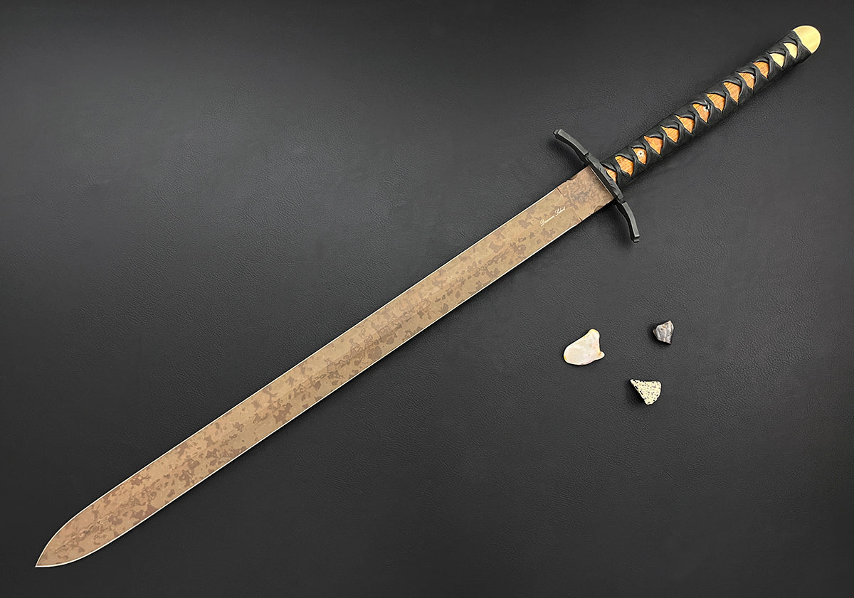 RARE Crusader | CPM-MagnaCut Steel | Select 25" European-Style Broad Sword | Scorched Earth Finish | Arizona Ironwood
