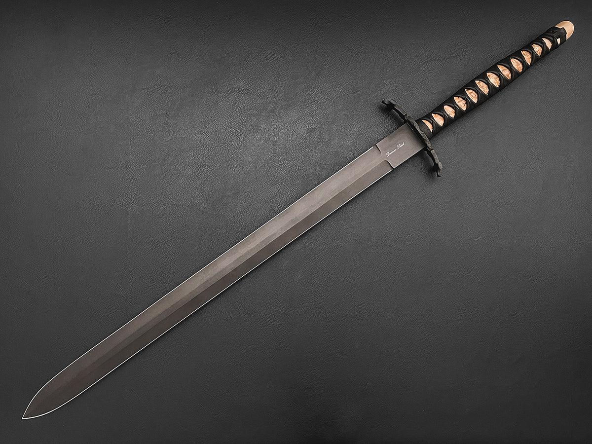 RARE Crusader | CPM-MagnaCut Steel | Select 25" European-Style Broad Sword | Apocalypse Black Finish