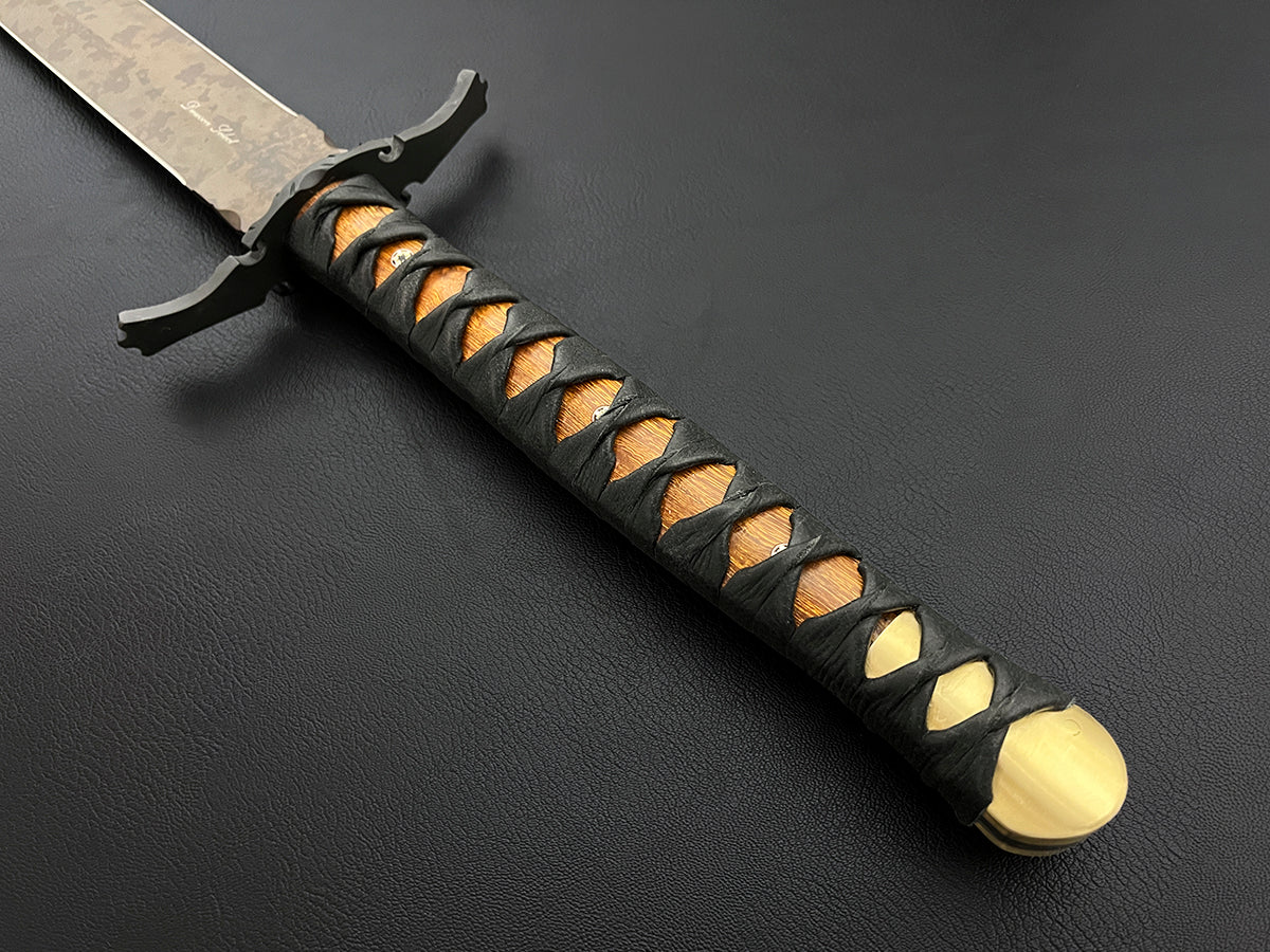RARE Crusader | CPM-MagnaCut Steel | Select 25" European-Style Broad Sword | Scorched Earth Finish | Arizona Ironwood
