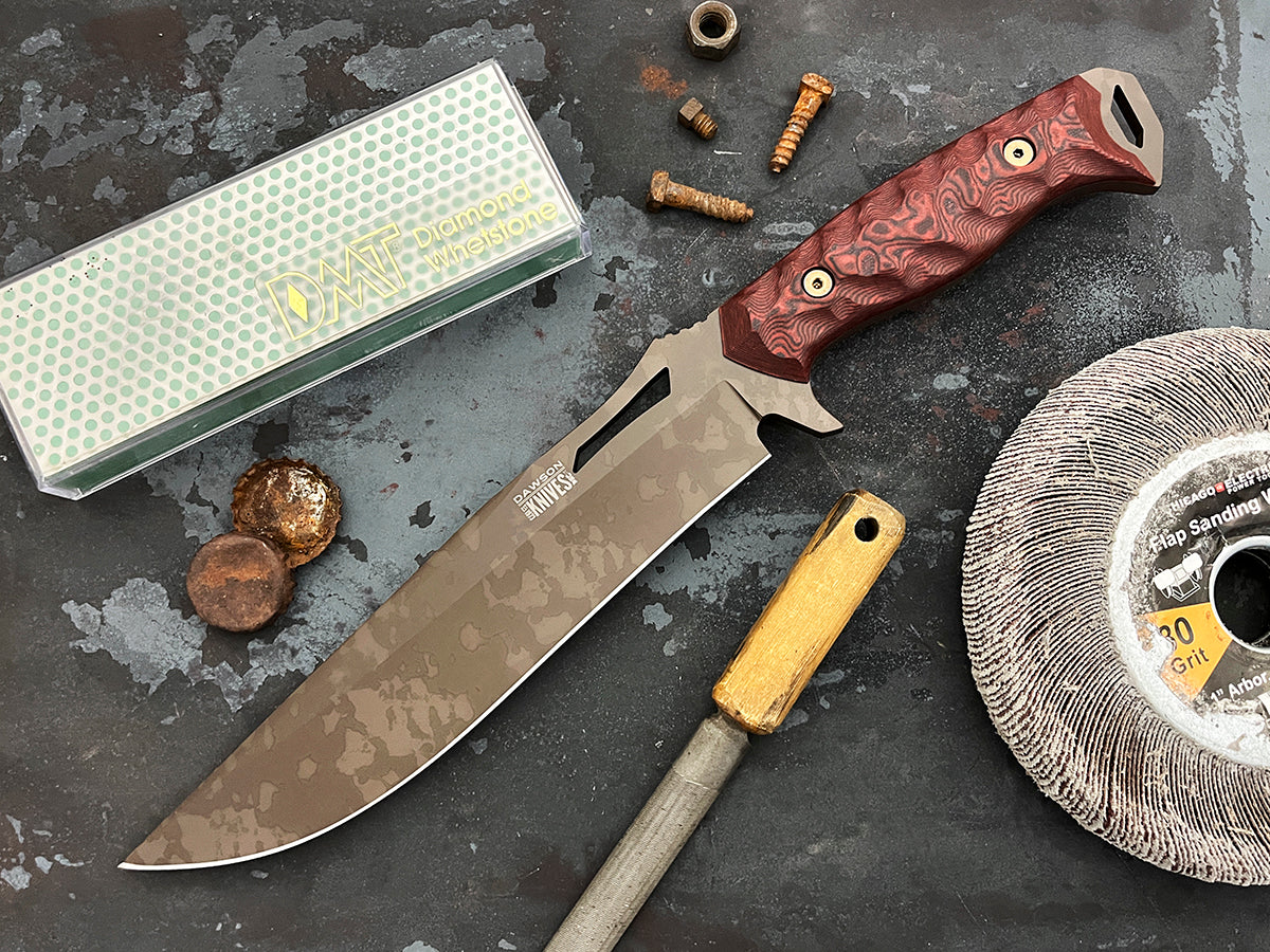 Seraphim CP | Crusher Pommel | NEW RELEASE | CPM MagnaCut Stainless Steel Bowie | Scorched Earth Finish