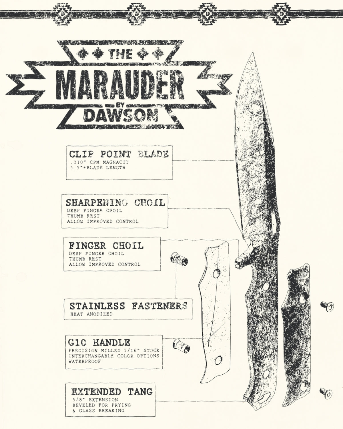 GEN 2 Marauder | Survival, Camp and Backpacking Knife Series | CPM-MagnaCut Steel | NEW Monsoon Finish