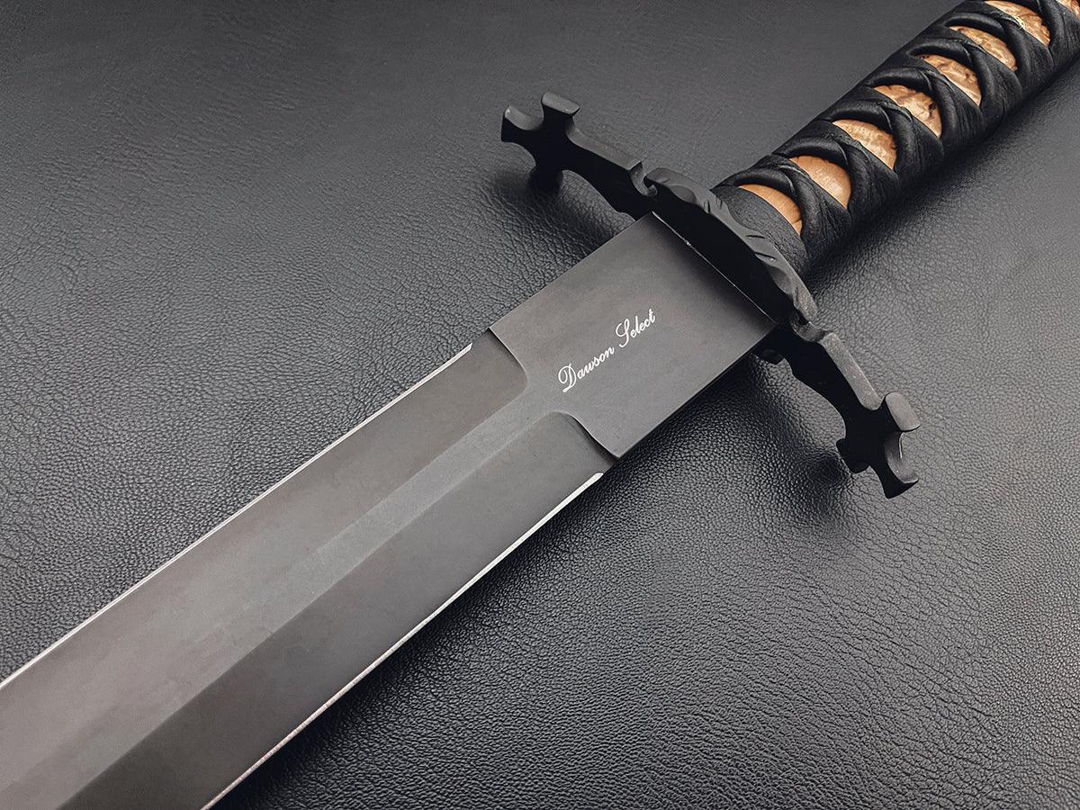 RARE Crusader | CPM-MagnaCut Steel | Select 25" European-Style Broad Sword | Apocalypse Black Finish - Dawson Knives