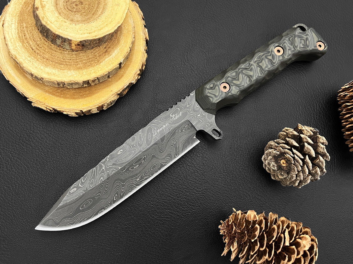 Valor SELECT | Dawson Select Steel | Backpacking, Field + Camp Knife | Forest Camo G10