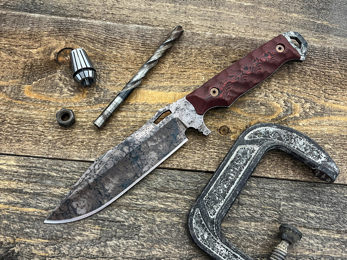 Marauder | Survival, Camp and Backpacking Knife Series | NEW Pop's ProCut Steel | Rainstorm Blade Finish