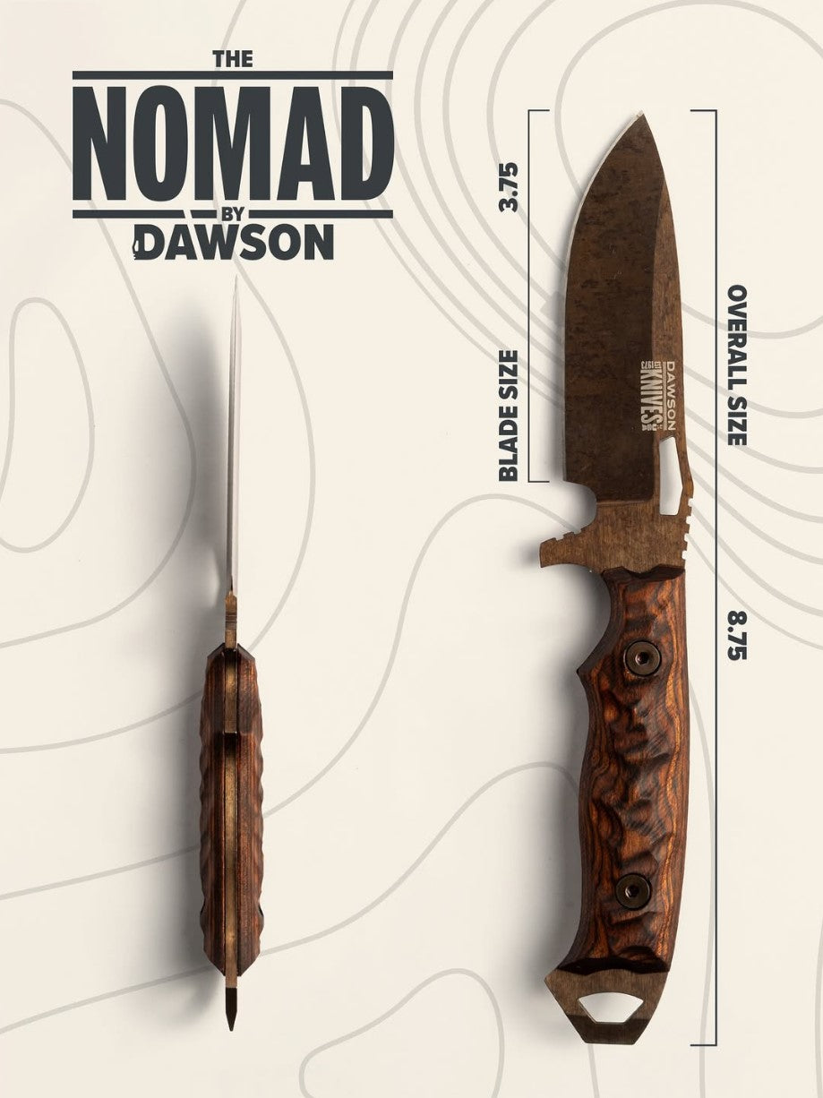 Nomad | Hunting, Camp and Outdoors Knife | CPM-MagnaCut Steel | Midnight Finish