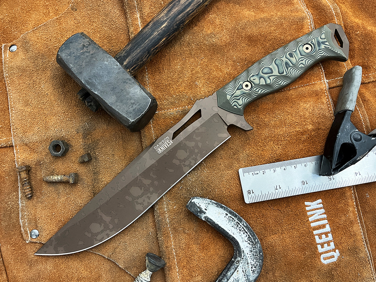 Seraphim CP | Crusher Pommel | NEW RELEASE | CPM MagnaCut Stainless Steel Bowie | Scorched Earth Finish